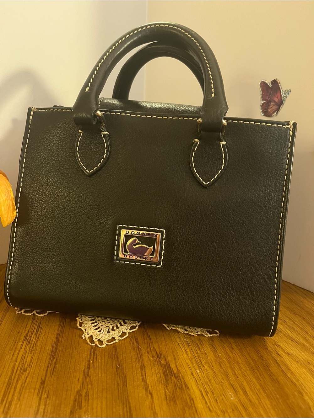 Dooney & Bourke Brown Leather Double-Handle Satchel